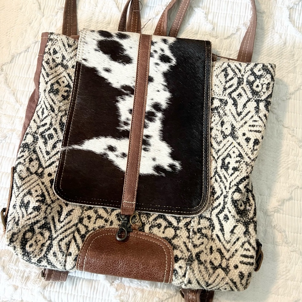Myra backpack purse cow print